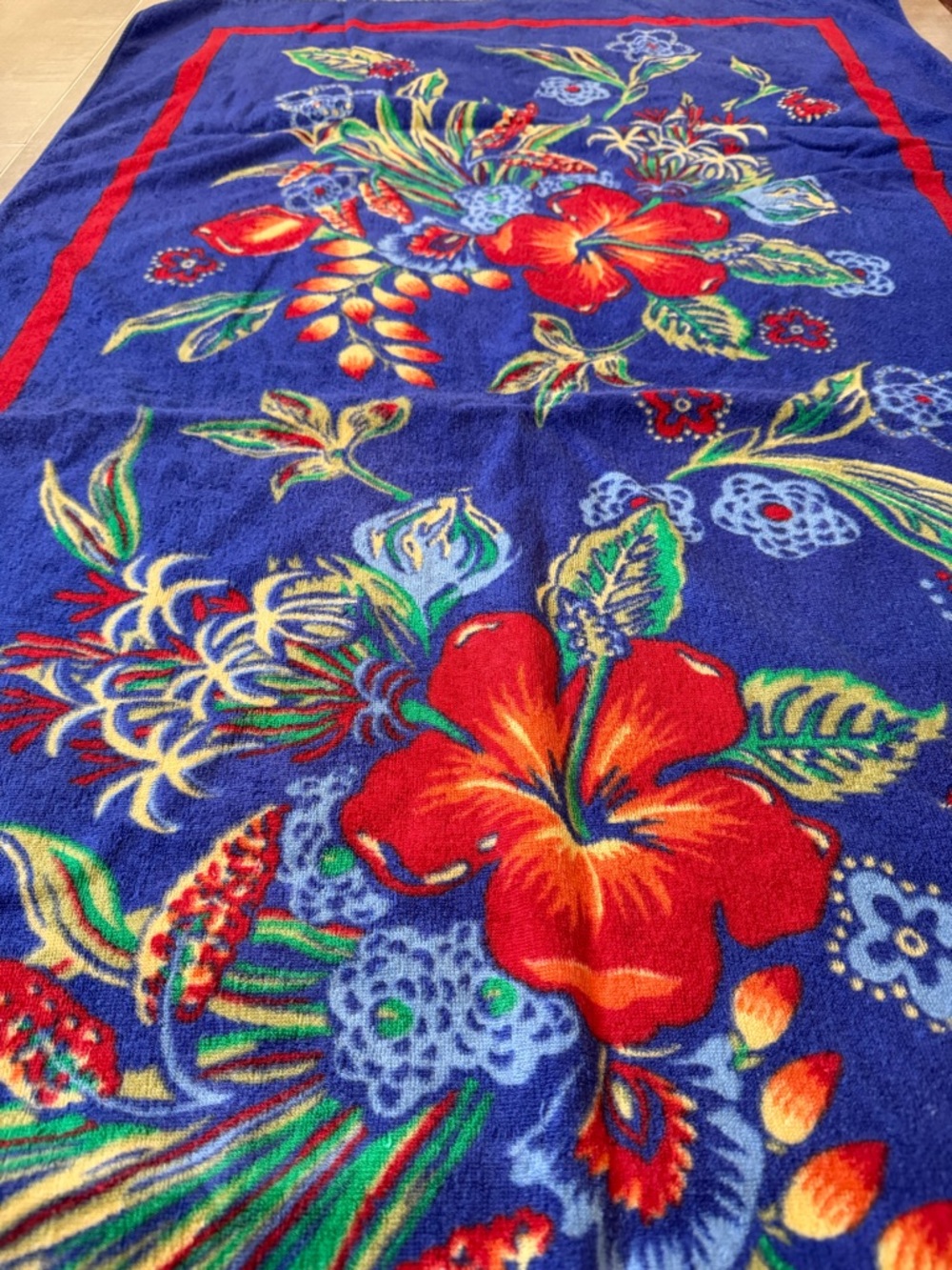 Vintage Ralph Lauren Tropical Hibiscus Oversized Towel (66x35) - Picture 3 of 8